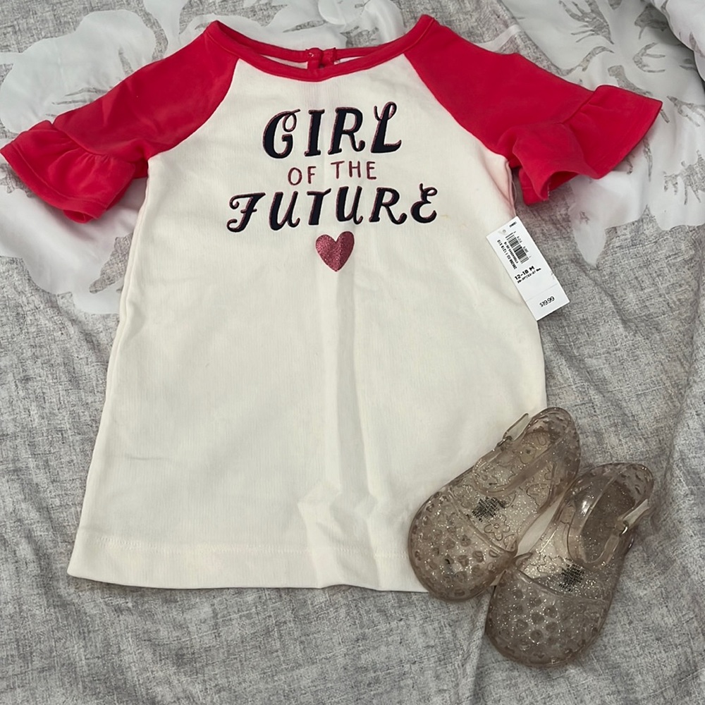 Pink & white old navy Dress size 12-18m